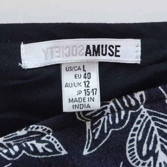 Amuse Society Black & White Floral Asymmetric Cold Shoulder Maxi Dress Large L - Picture 12 of 14